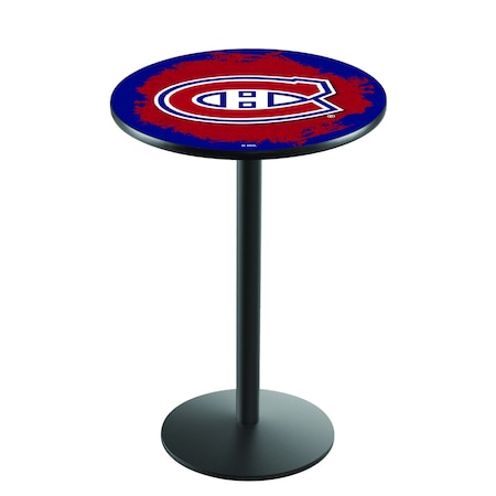 36 Blk Wrinkle Montreal Canadiens Pub Table,36 Dia. Top